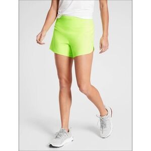 Athleta Neon Yellow Running Athletic‎ Shorts Women's Size S Lightweight Pockets